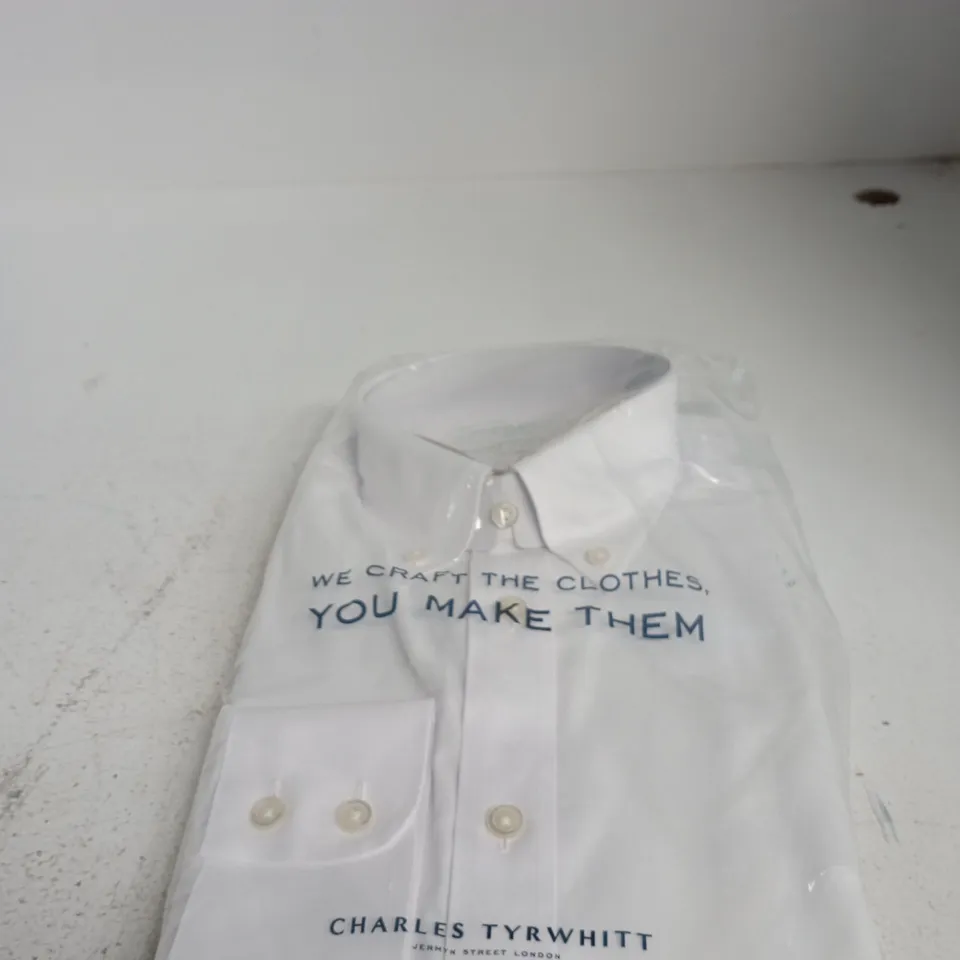 CHARLES TYRWHITT SLIM FIT NON-IRON SHIRT – WHITE, NECK 15.5IN, SLEEVE 36IN
