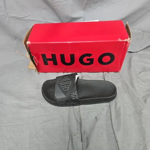 HUGO BLACK SLIDE SANDALS – SIZE UK 6 