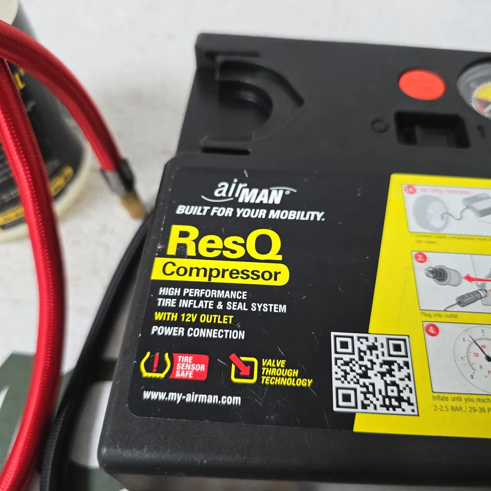AIRMAN RESQ COMPRESSOR – PORTABLE 12V TYRE INFLATOR & SEAL SYSTEM