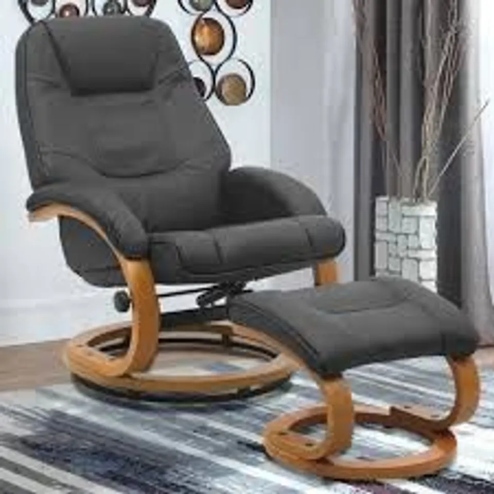 BOXED LIVING AND HOME BLACK RECLINING SWIVEL OFFICE CHAIR WITH FOOTSTOOL