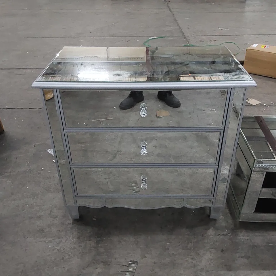 DESIGNER MIRRORED 3-DRAWER CHEST OF DRAWERS 