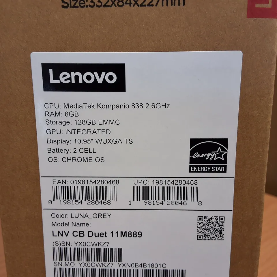 BOXED LENOVO CHROMEBOOK 8GB/128GB TABLET IN LUNA GREY - LNV CB DUET 11M889