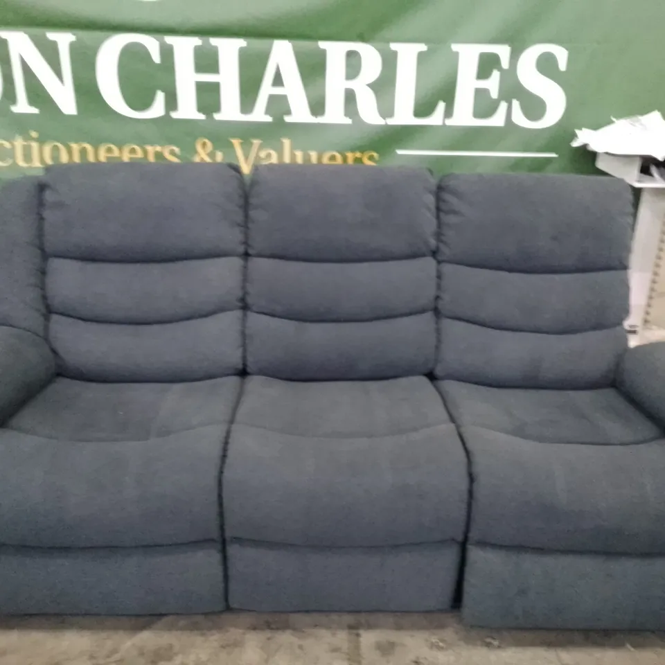 QUALITY DESIGNER SORRENTO 3 SEATER ELECTRIC RECLINER SOFA - SLATE GREY PLUSH FABRIC