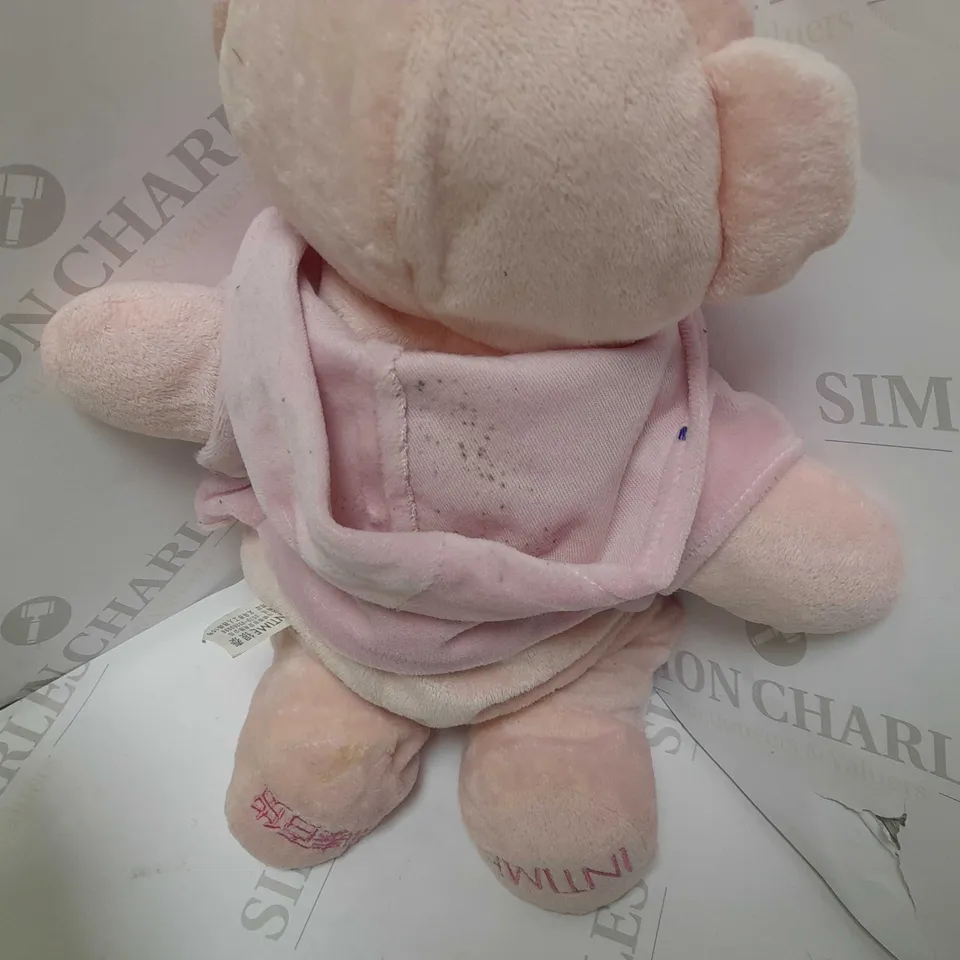 TWO ASSORTED BRAND NEW SOFT TOYS TO INCLUDE; GREEN ELEPHANT TEDDY AND INTIME PINK BEAR