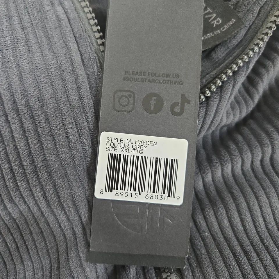 SOUL STAR MJ HAYDEN GREY CORDUROY JACKET WITH SHERPA LINING – UK XXL