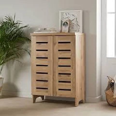 BOXED 2 DOOR SHOE CABINET - KNOTTY OAK (1 BOX)