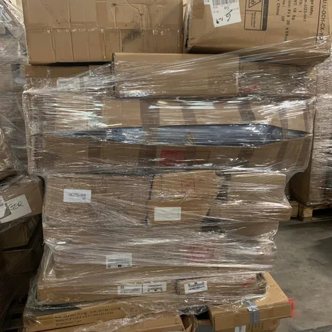 PALLET OF ASSORTED ITEMS TO INCLUDE BOXED FURNITURE, STANDING DESK AND BOXED TABLE