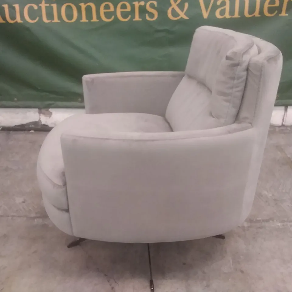 QUALITY ITALIAN DESIGNER SWIVEL CHAIR GREY PLUSH FABRIC