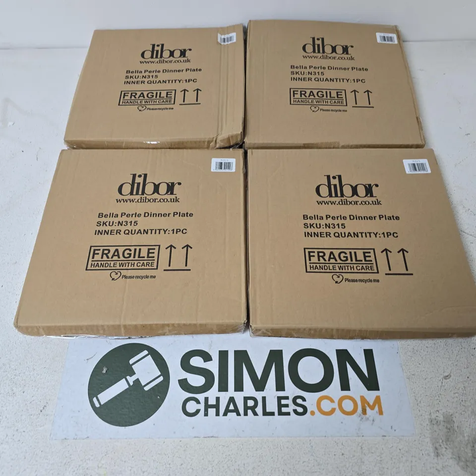 4 BOXED BELLA PERLE GLASS DINNER PLATES
