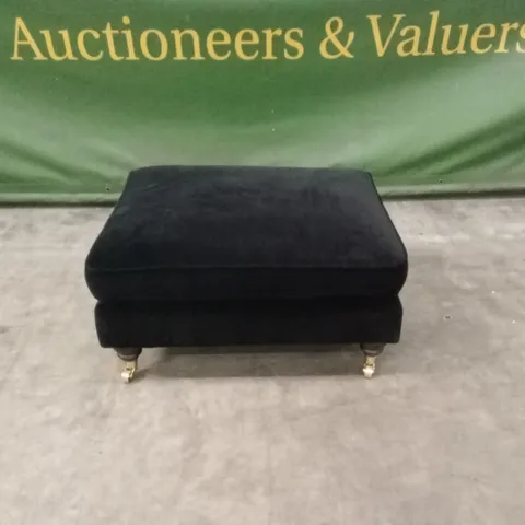 QUALITY DESIGNER SOLACE+CO ADDISON FOOTSTOOL - BLACK VELVET WITH CASTER LEGS