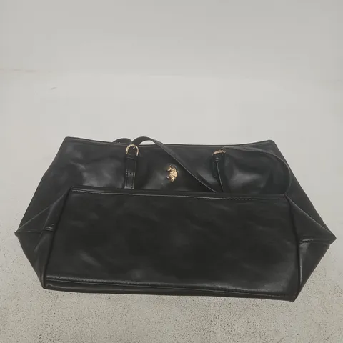 US POLO ASSN BLACK LEATHER SHOULDER BAG
