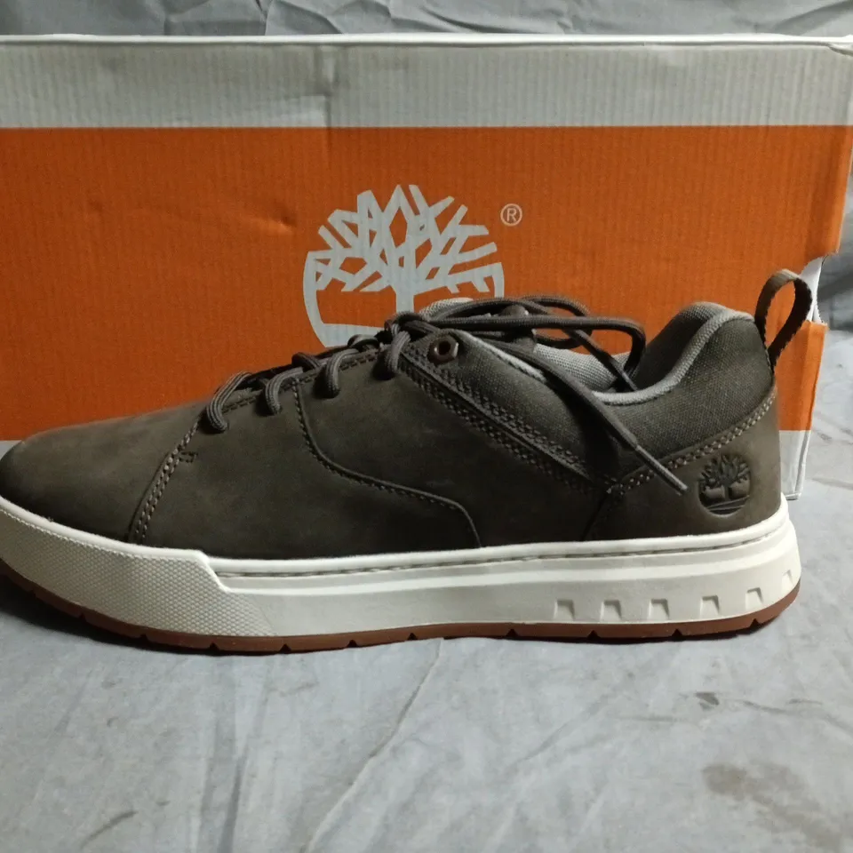 TIMBERLAND MAPLE GROVE LOW LACE SNEAKER – DARK BROWN NUBUCK, UK 8