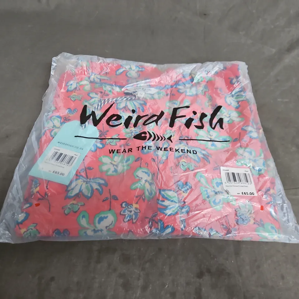 WEIRD FISH MALA ECO VISCOSE PRINTED DRESS - RED, UK 12