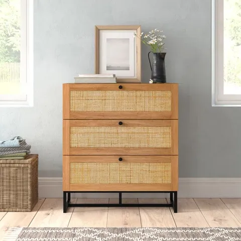 BOXED REESE 3 DRAWER CHEST - OAK (1 BOX)