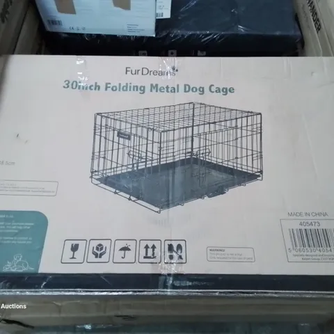 BOXED 30INCH FOLDING METAL DOG CAGE