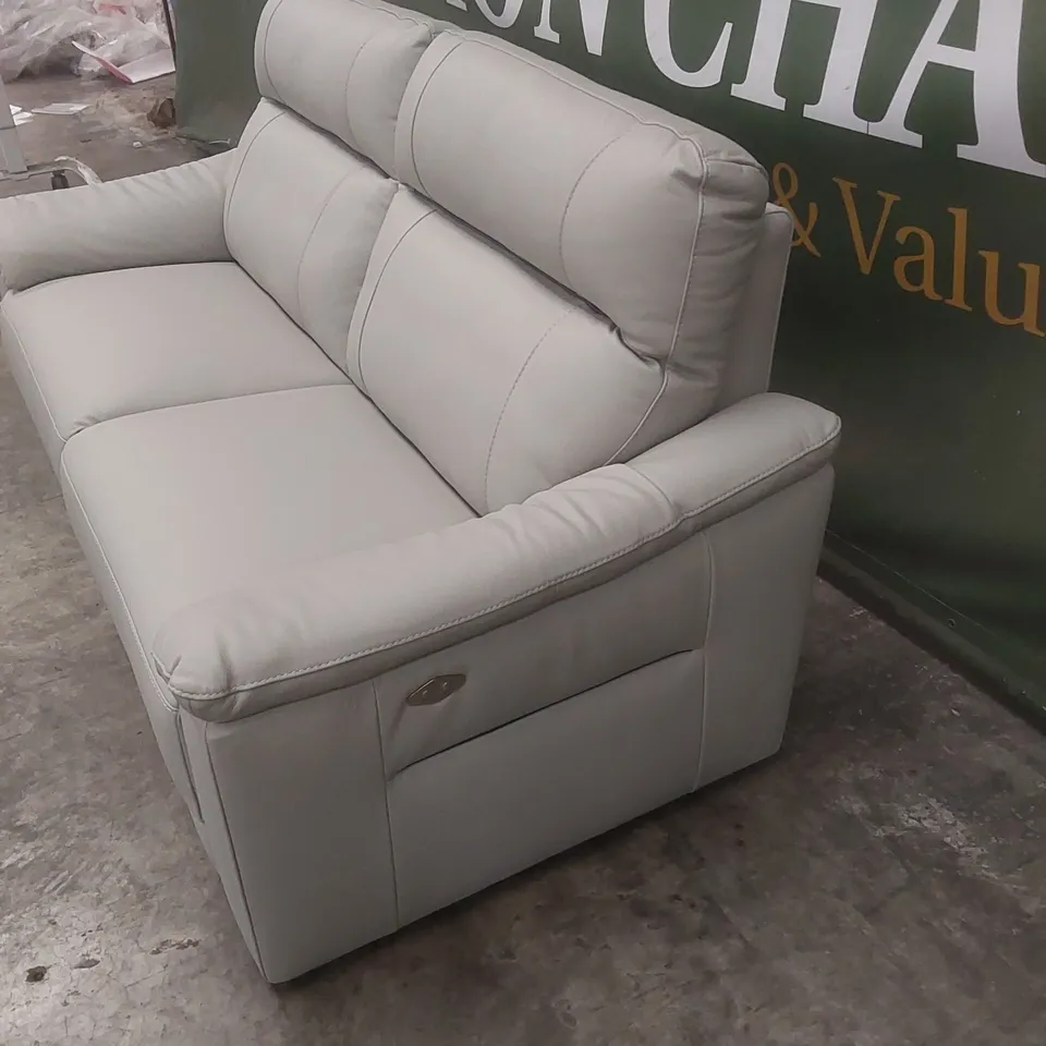 QUALITY DESIGNER ITALIAN MADE 3 SEATER ELECTRIC RECLINER LEATHER SOFA - SILVER