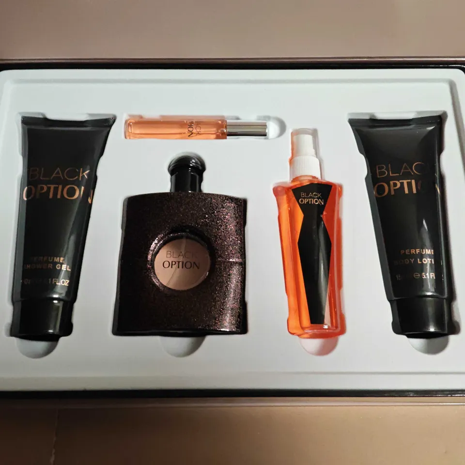 BLACK OPTION 5-PIECE BEAUTY SET TO INCLUDE EAU DE PARFUM AND BODY LOTION