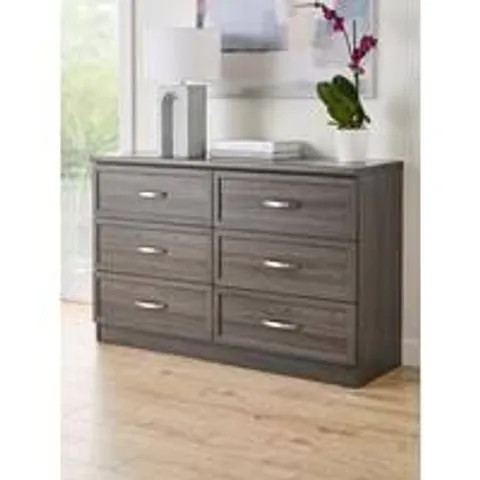 BOXED CAMBERLEY 3+3 DRAWER CHEST - DARK OAK EFFECT (1 BOX)
