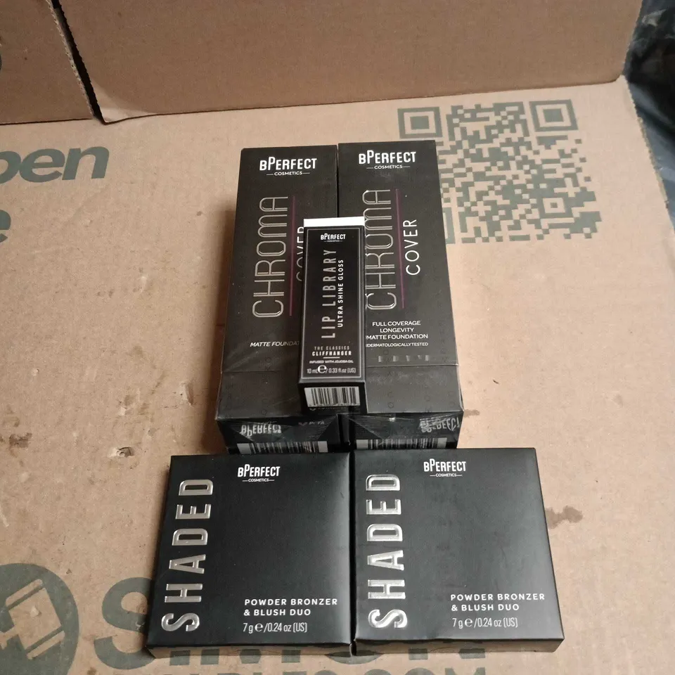 5 X ASSORTED BPERFECT COSMETIC ITEMS TO INCLUDE MATTE FOUNDATION, LIP LIBRARY SHINE GLOSS ETC