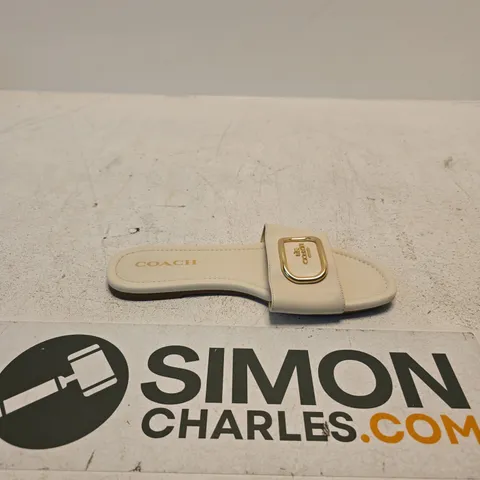 COACH CREAM SLIDE SANDALS WITH GOLD BUCKLE – WOMEN'S SIZE 8