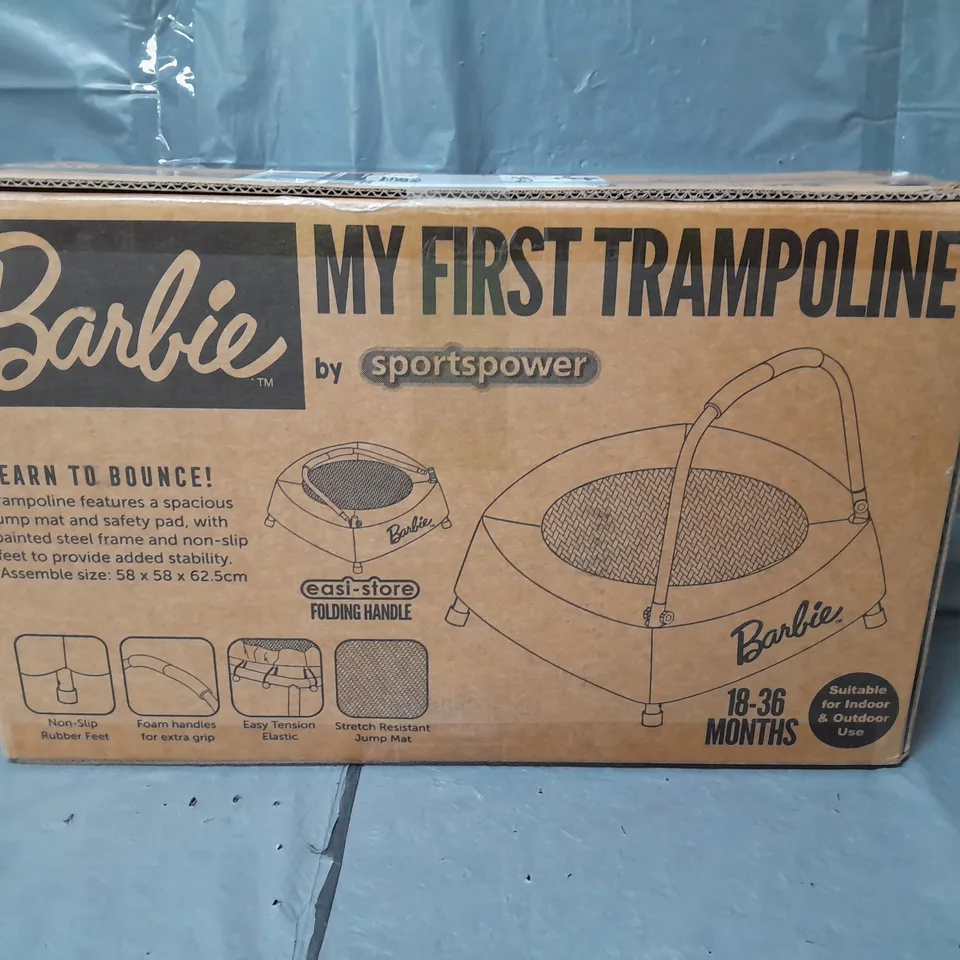 BOXED BARBIE JUNIOR TRAMPOLINE RRP £39.99