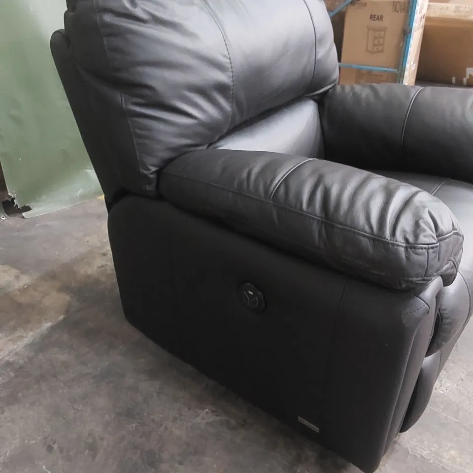 DESIGNER BLACK FAUX LEATHER ELECTRIC RECLINER CHAIR 