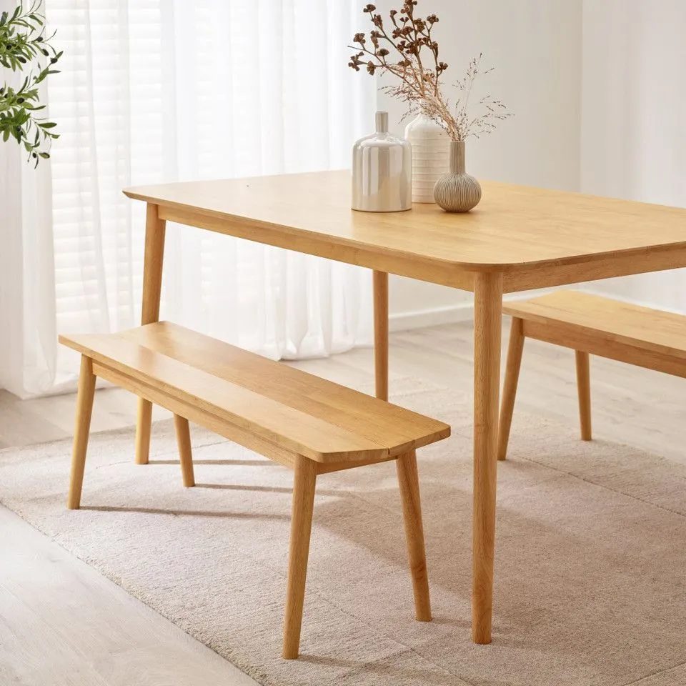 BOXED LYNTON SOLID WOOD LARGE DINING BENCH - OAK EFFECT (1 BOX)