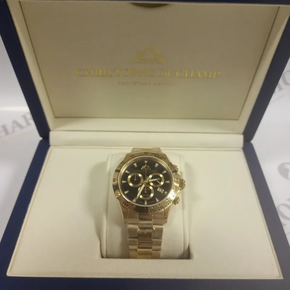 BOXED CHRISTOPHE DUCHAMP GENTS SWISS MOVEMENT GRAND MONT IP WATCH