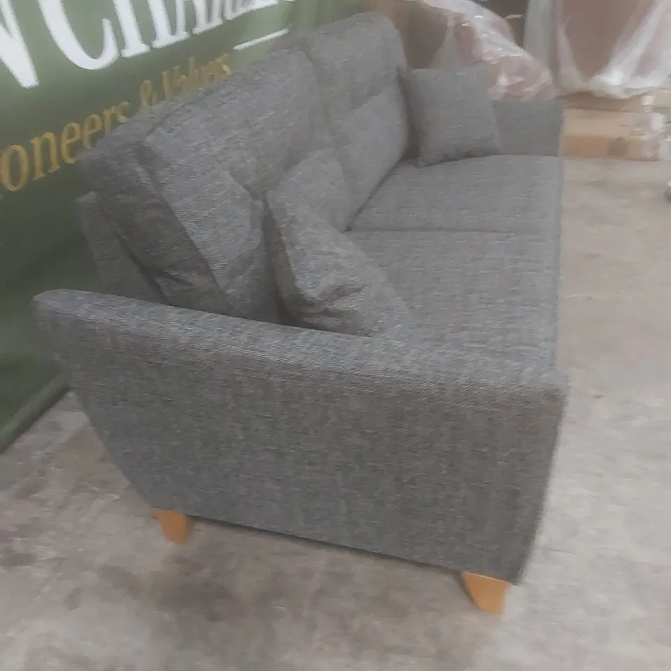 DESIGNER HALSTOW 3 SEATER GREY FABRIC UPHOLSTERED SOFA 