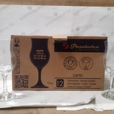 BOXED PACK OF 12 PASABAHCE STEMWARE GLASSES