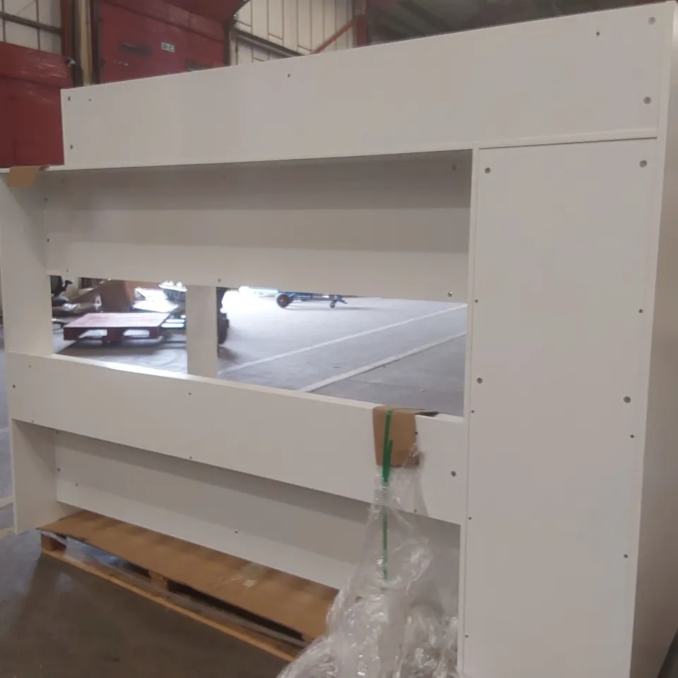 CALEB SINGLE (3') STANDARD BUNK BED WITH SHELVES BED FRAME COLOUR: WHITE