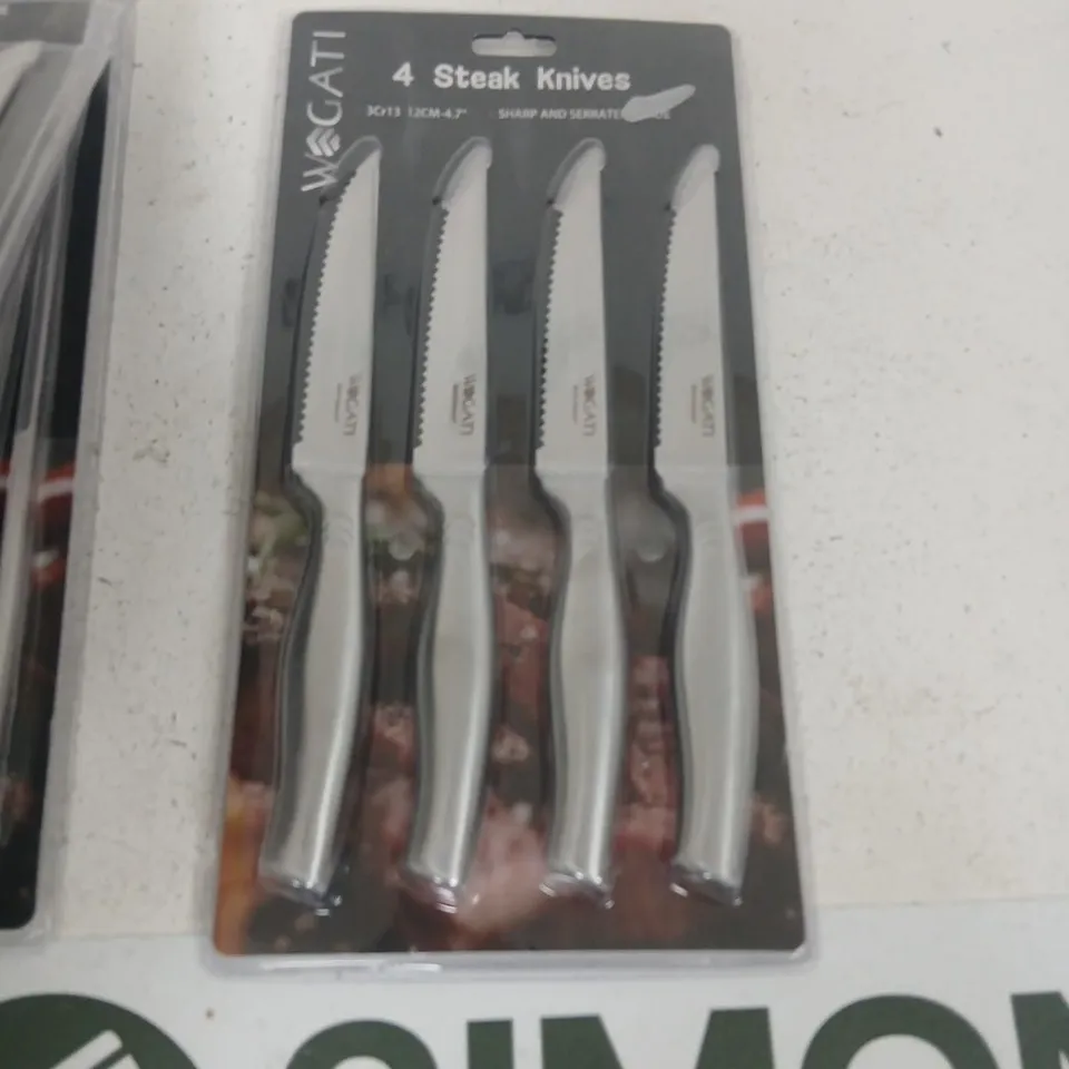 APPROXIMATELY 16 SET OF 4 STEAK KNIVES – STAINLESS STEEL, SERRATED EDGES