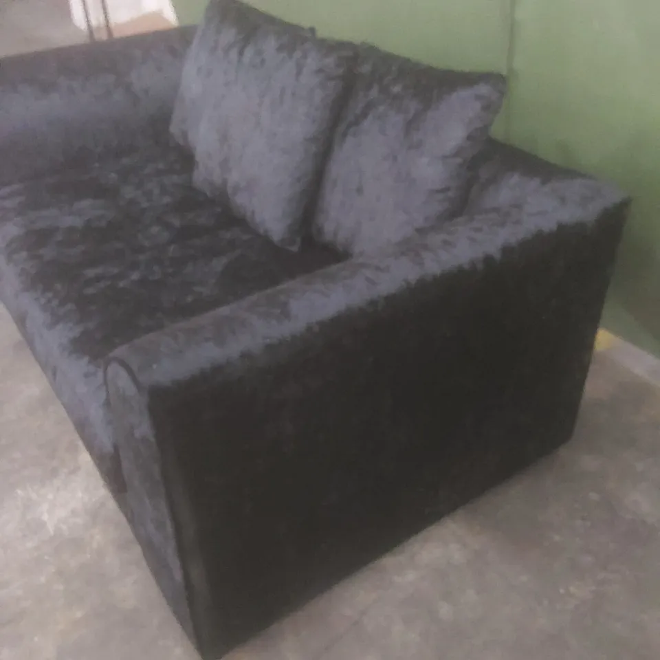 DESIGNER 2 SEATER SOFA - BLACK CRUSHED VELVET