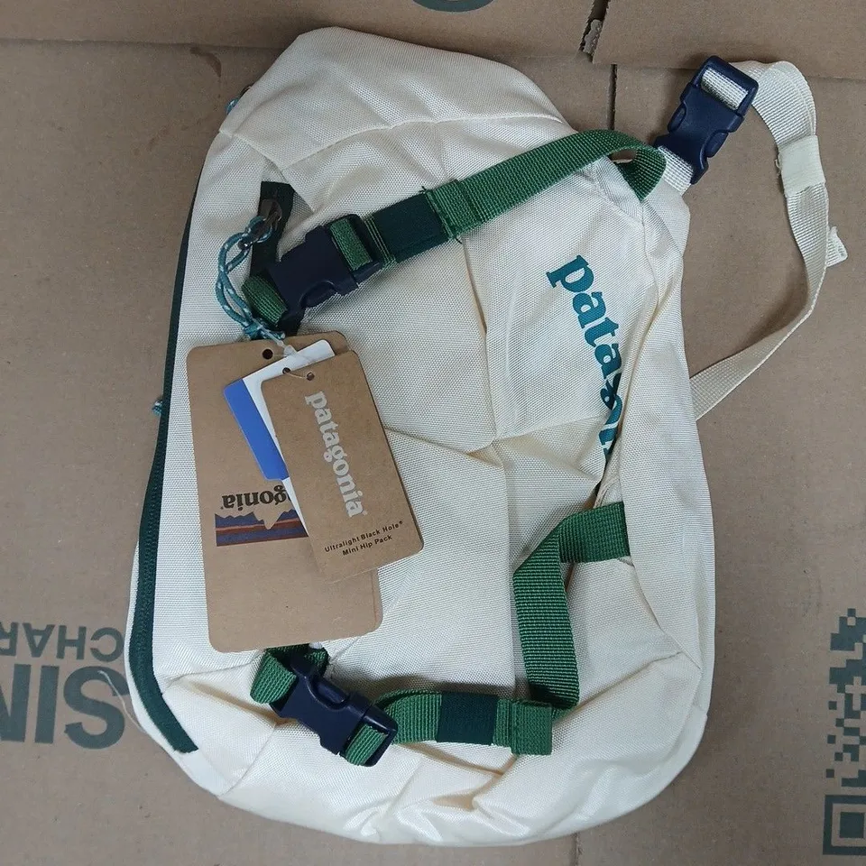 PATAGONIA ULTRALIGHT BLACK HOLE MINI HIP PACK IN CREAM/GREEN
