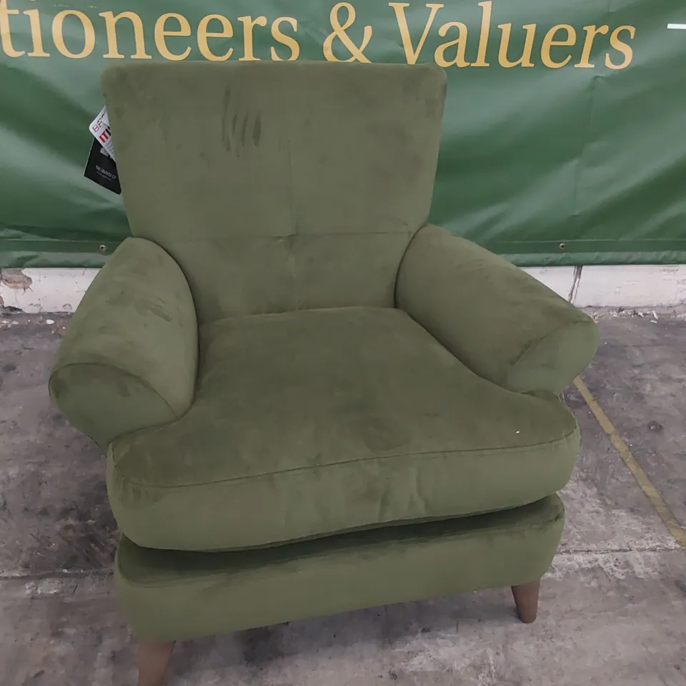 QUALITY BRITISH DESIGNER LOUNGE Co JOSHUA CHAIR WOODLAND MOSS FABRIC 
