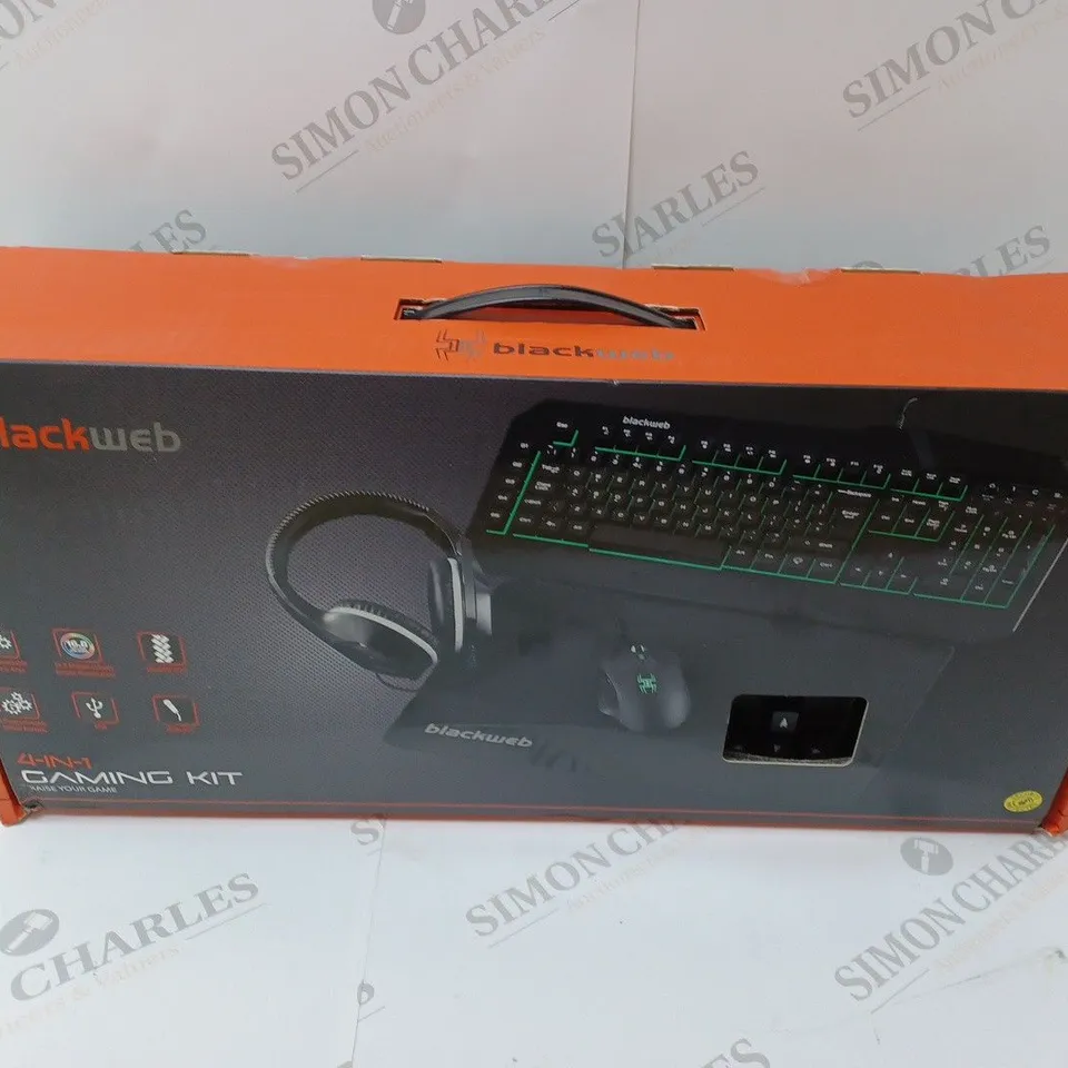 BRAND NEW BOXED BLACKWEB 4 IN 1 GAMING KIT INCLUDING KEYBOARD, MOUSE AND HEADSET