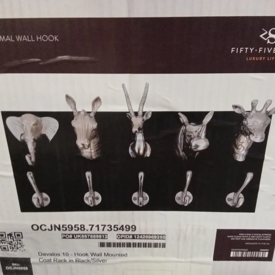 BOXED DAVALOS 10 HOOK WALL MOUNTED COAT RACK