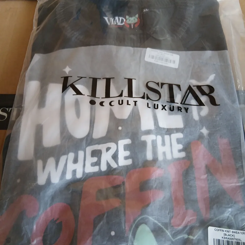 APPROXIMATELY 40 BRAND NEW KILLSTAR VLAD THE VAMPURR COFFIN KNIT SWEATERS