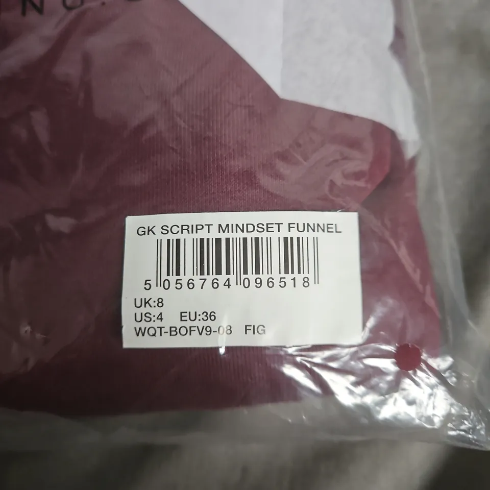 GK SCRIPT MINDSET FUNNEL HOODIE – UK 8 (US 4, EU 36) – MAROON