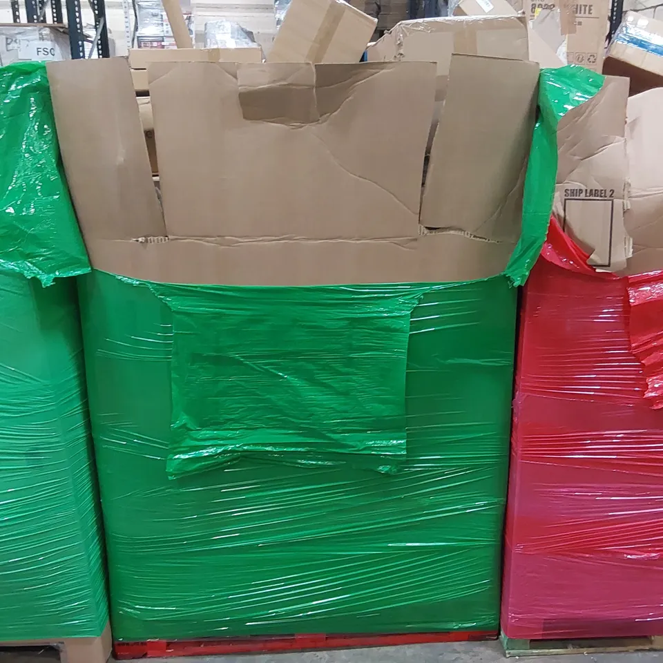 PALLET OF ASSORTED CONSUMER PRODUCTS TO INCLUDE: MEMORY FOAM DOUBLE MATTRESS TOPPER, AIR COOLER, BABY PLAYPEN, TOILET SEAT COVERS, UMBRELLA ECT