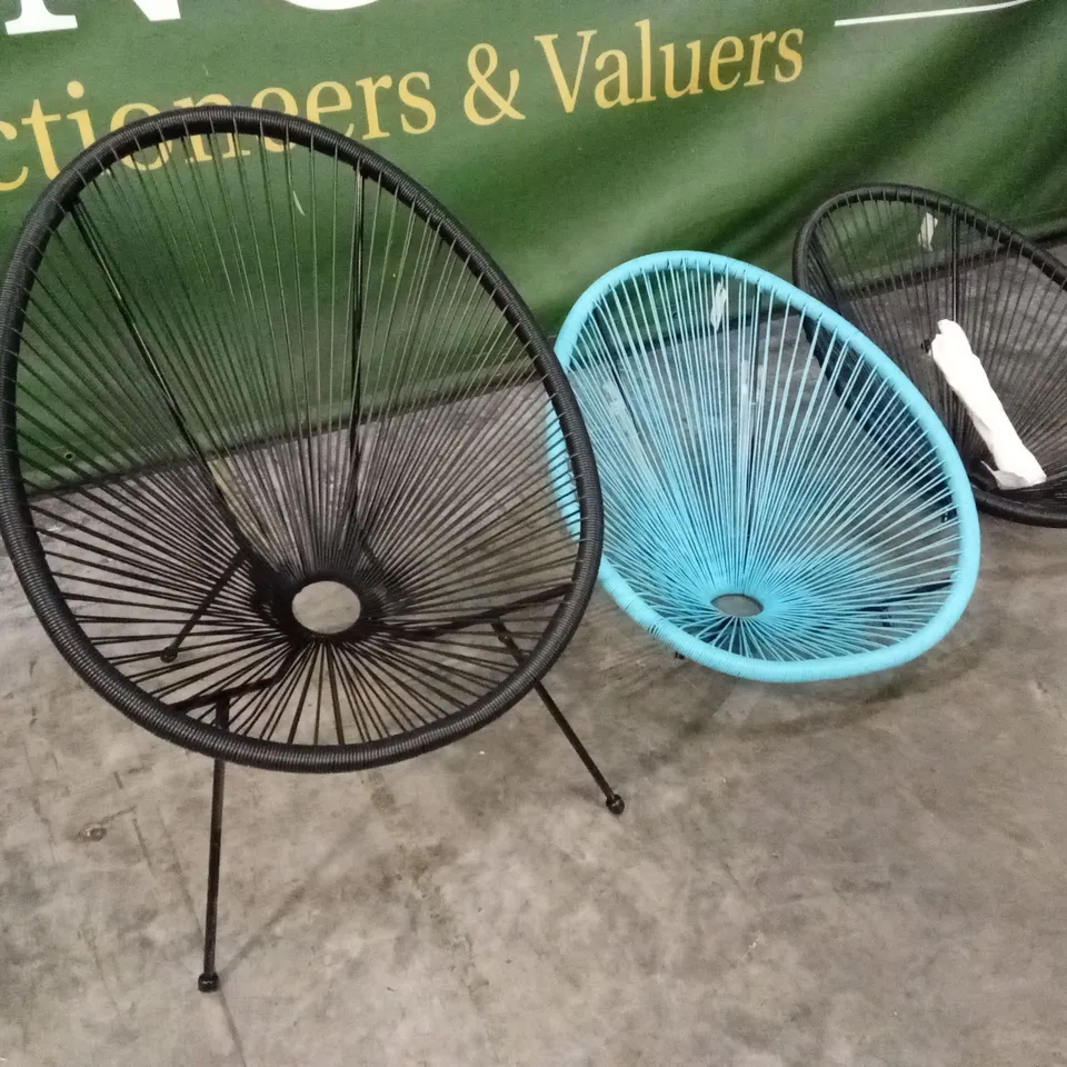 3 x DESIGNER OUTDOOR PATIO EGG CHAIRS