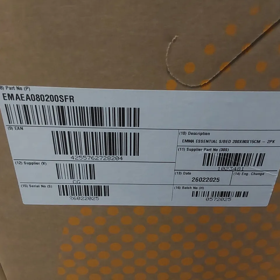 BRAND NEW BOXED EMMA ESSENTIAL MATTRESS - 2 CO-PACKED 80X200 MATTRESSES - FR