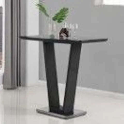 BOXED ILKO BLACK BAR TABLE WITH BLACK GLASS TOP (1 BOX)