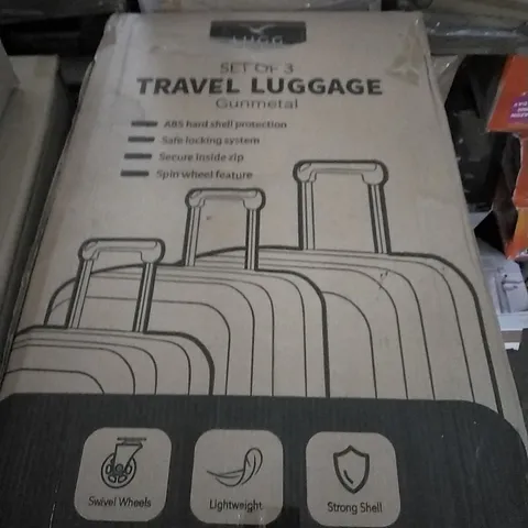 BOXED LUGG TRAVEL LUGGAGE SUITCASE- GUNMETAL 