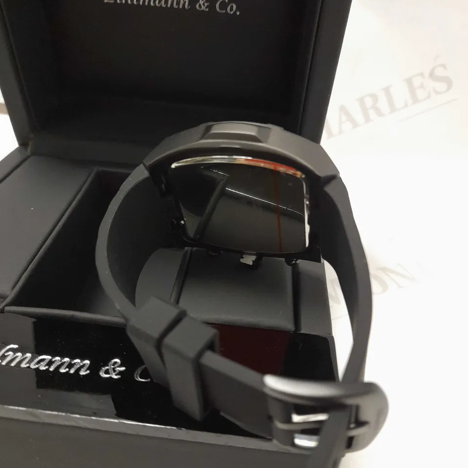 ZIHLMANN & CO BLACK TRIPLE DIAL STUD RUBBER STRAP WATCH