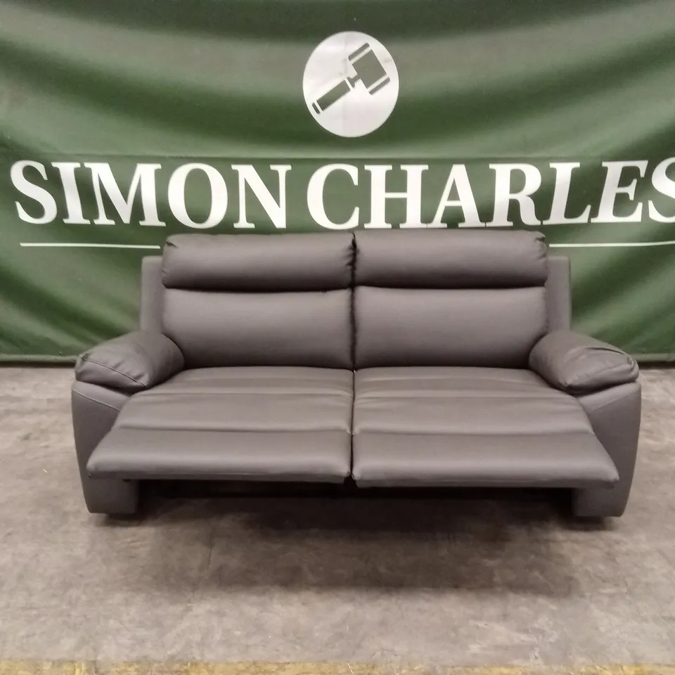 EDISON 3 SEATER LUXURY FAUX LEATHER MANUAL RECLINER SOFA - CHARCOAL RRP £799