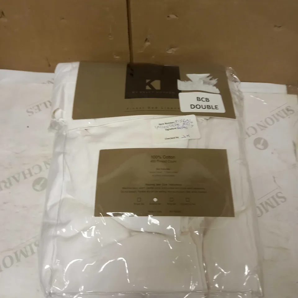 K BY KELLY HOPPEN GATSBY 100% COTTON DUVET SET - WHITE DOUBLE