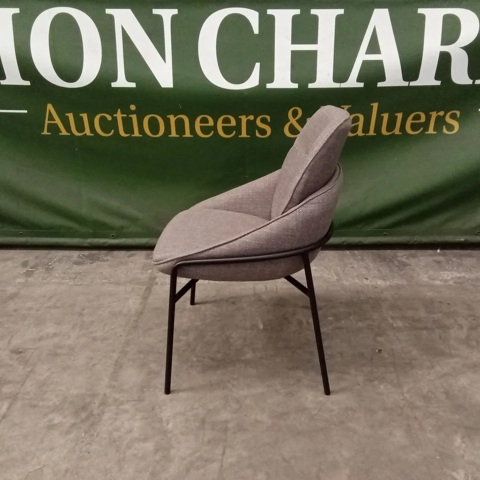 QUALITY DESIGNER FABRIC UPHOLSTERED DINING CHAIRS WITH METAL LEGS