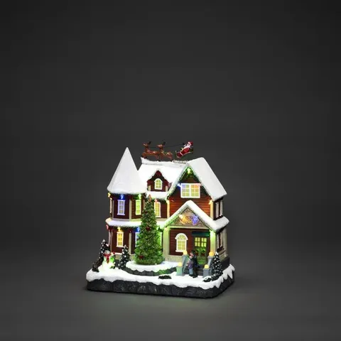 BOXED FESTIVE LED CHRISTMAS HOUSE & TREE DECORATION WITH MUSIC  - BATTERY 