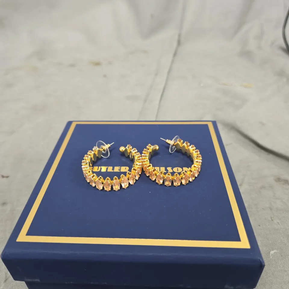 BUTLER & WILSON GOLD-TONE CRYSTAL HOOP EARRINGS